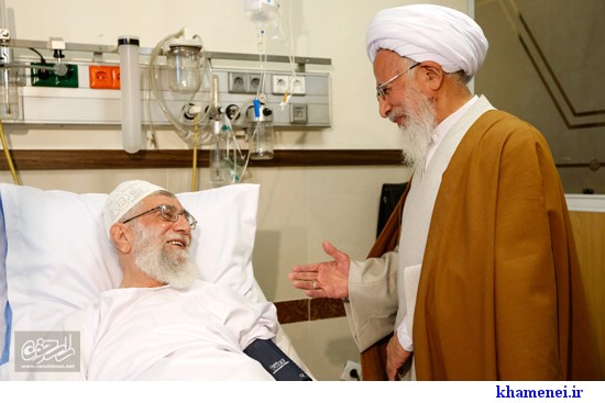عیادت آیت‌الله العظمی جوادی آملی از رهبر معظم انقلاب + فیلم و تصاویر